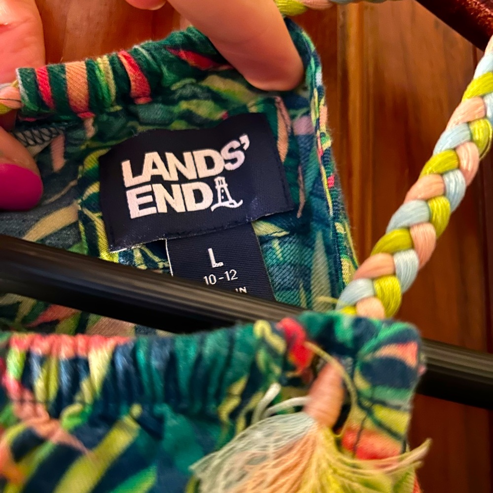 Girls Tropical Lands End dress with strappy detail and pockets